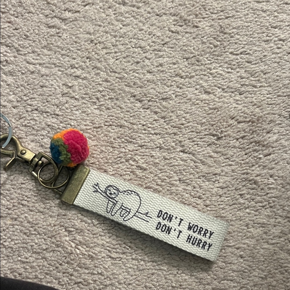 Altar'd State Cream Keychain with Rainbow Pom Pom